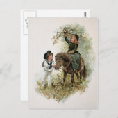 Girl Rides Shetland Pony  Briefkaart (Voorkant / Achterkant)