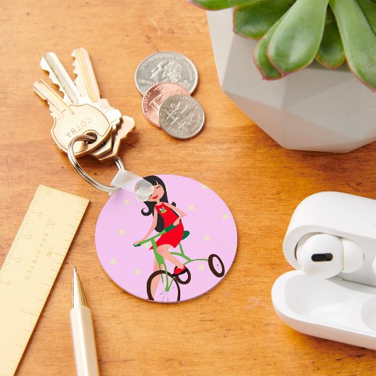Girl Riding a Bike Sleutelhanger