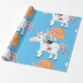 Girl Riding A Unicorn Cadeaupapier (Uitgerold)
