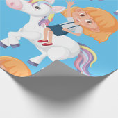 Girl Riding A Unicorn Cadeaupapier