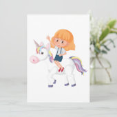 Girl Riding A Unicorn Kaart (Staand voorkant)