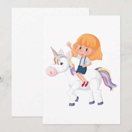 Girl Riding A Unicorn Kaart (Voorkant / Achterkant)