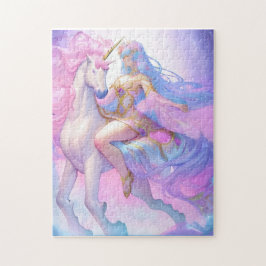 Girl Riding a Unicorn Legpuzzel