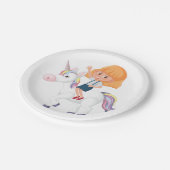 Girl Riding A Unicorn Papieren Bordje (Gekanteld)