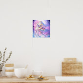Girl Riding a Unicorn Poster (Keuken)
