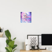 Girl Riding a Unicorn Poster (Thuiskantoor)