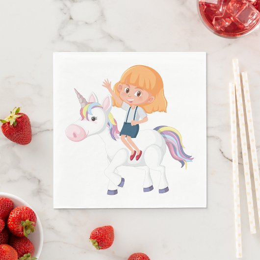 Girl Riding A Unicorn Servet