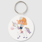 Girl Riding A Unicorn Sleutelhanger (Voorkant)