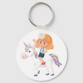 Girl Riding A Unicorn Sleutelhanger (Achterkant)