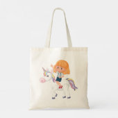 Girl Riding A Unicorn Tote Bag (Achterkant)