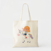 Girl Riding A Unicorn Tote Bag (Voorkant)