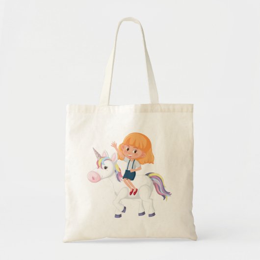 Girl Riding A Unicorn Tote Bag (Voorkant)