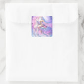 Girl Riding a Unicorn Vierkante Sticker (Tas)