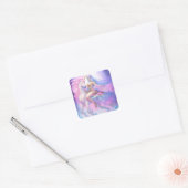 Girl Riding a Unicorn Vierkante Sticker (Envelop)