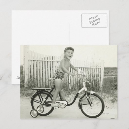 Girl Riding Bicycle Briefkaart (Voorkant / Achterkant)
