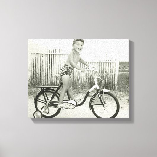 Girl Riding Bicycle Canvas Afdruk (Voorkant)