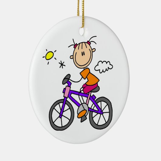 Girl Riding Bicycle Keramisch Ornament (Rechts)