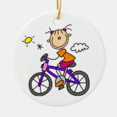 Girl Riding Bicycle Keramisch Ornament (Voorkant)