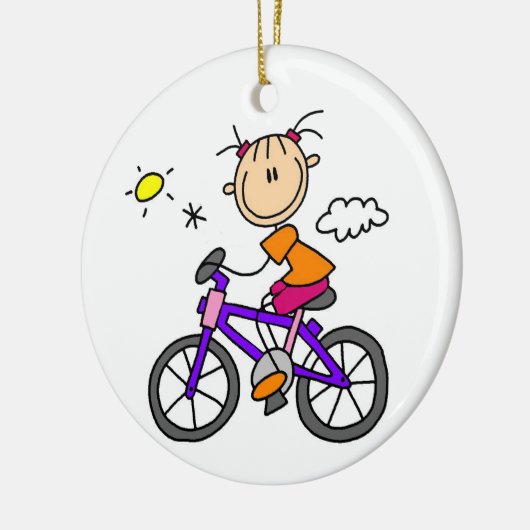 Girl Riding Bicycle Keramisch Ornament (Links)