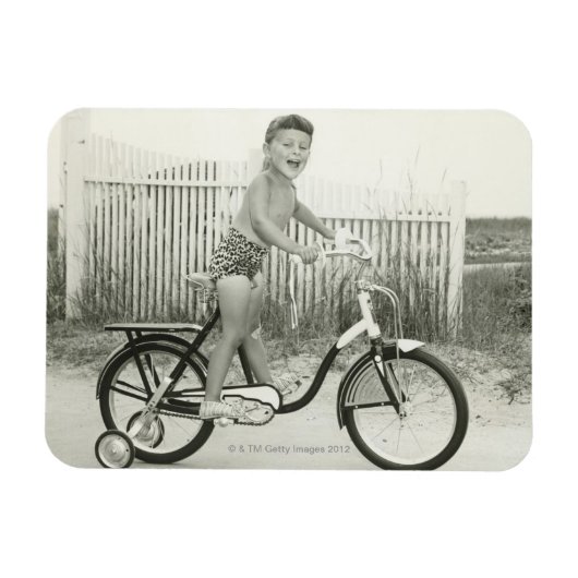 Girl Riding Bicycle Magneet (Horizontaal)