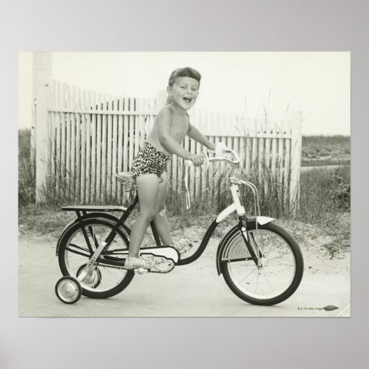 Girl Riding Bicycle Poster (Voorkant)