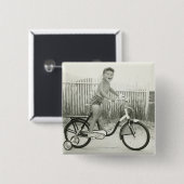 Girl Riding Bicycle Vierkante Button 5,1 Cm (Voorkant /achterkant)