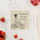 Girl Riding Bike in Paris Polka Dot Custom Text Servet (Insitu)