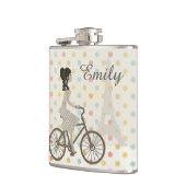 Girl Riding Bike in Paris Polka Dot Personalized Heupfles (Links)