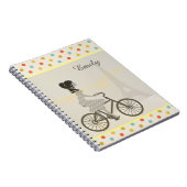 Girl Riding Bike in Paris Polka Dot Personalized Notitieboek (Rechterzijde)