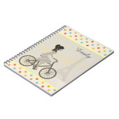 Girl Riding Bike in Paris Polka Dot Personalized Notitieboek (Linkerzijde)