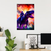 Girl Riding Dinosaur for Adults + Kid's Wall Room Poster (Thuiskantoor)