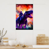Girl Riding Dinosaur for Adults + Kid's Wall Room Poster (Keuken)