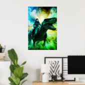 Girl Riding Dinosaur for Adults + Kid's Wall Room Poster (Thuiskantoor)