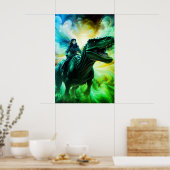 Girl Riding Dinosaur for Adults + Kid's Wall Room Poster (Keuken)