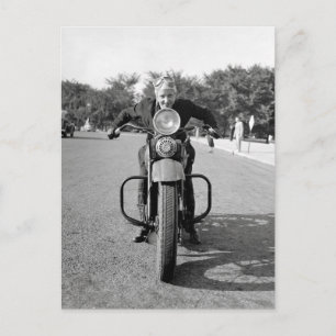 Girl Riding Motorcycle, 1937 Briefkaart