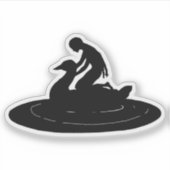 Girl Riding Swan Silhouette Fantasy Fairytale Art Sticker (Voorkant)