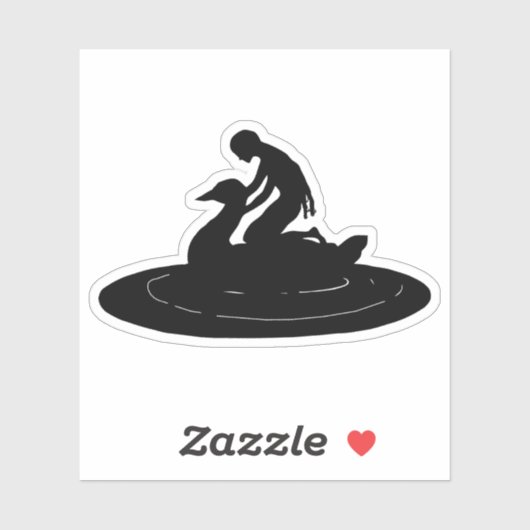 Girl Riding Swan Silhouette Fantasy Fairytale Art Sticker (Vel)