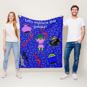 Girl Robot Alien Spaceships Kinder Fleece Deken