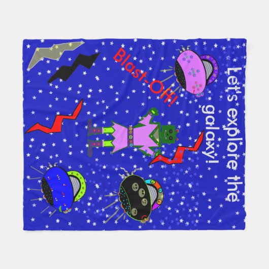 Girl Robot Alien Spaceships Kinder Fleece Deken (Voorkant (Horizontaal))