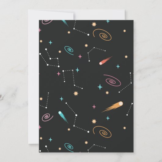 Girl Rocket Ship Outer Space Verjaardagsuitnodigin Kaart (Achterkant)