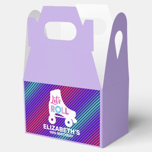 Girl Roller Skating Birthday Let's Roll Bedankdoosjes (Geopend)