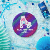 Girl Roller Skating Birthday Let's Roll Papieren Bordje (Feest)