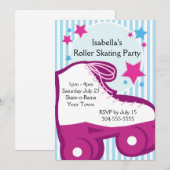 Girl Roller Skating Birthday Party Kaart (Voorkant / Achterkant)