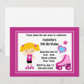 Girl Roller Skating Birthday Party Kaart (Voorkant / Achterkant)