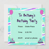 Girl Roller Skating Verjaardag Uitnodiging (Achterkant)