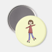 Girl Rollerskating Magneet (Voorkant / Achterkant)