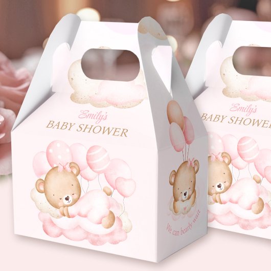 Girl roze Beer Baby shower Favor Box Bedankdoosjes