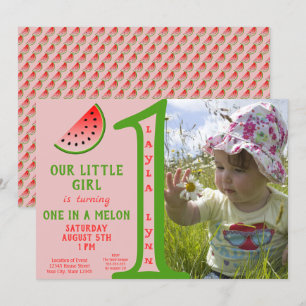 Girl roze one in a melon Thést Birthday Foto Kaart