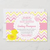 Girl Rubber Ducky Baby shower Invitation Kaart (Voorkant)