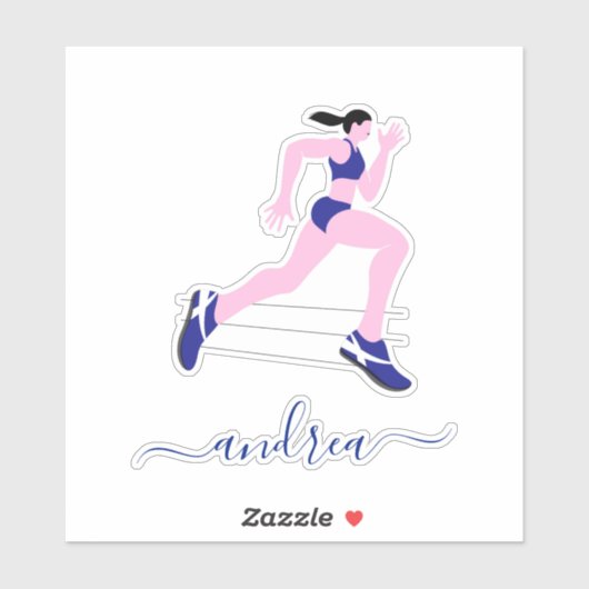 Girl Runner Marathon Runner Track Athlete Name Sticker (Vel)